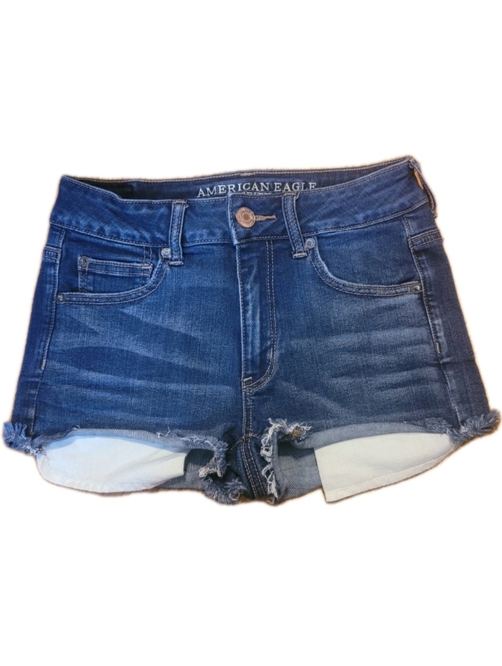 American Eagle Outfitters Womens Shorts 4 Hi Rise Jean Shorties Frayed Hem